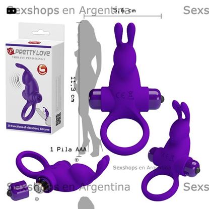 Anillo con potente vibrador conejo con 10 velocidades